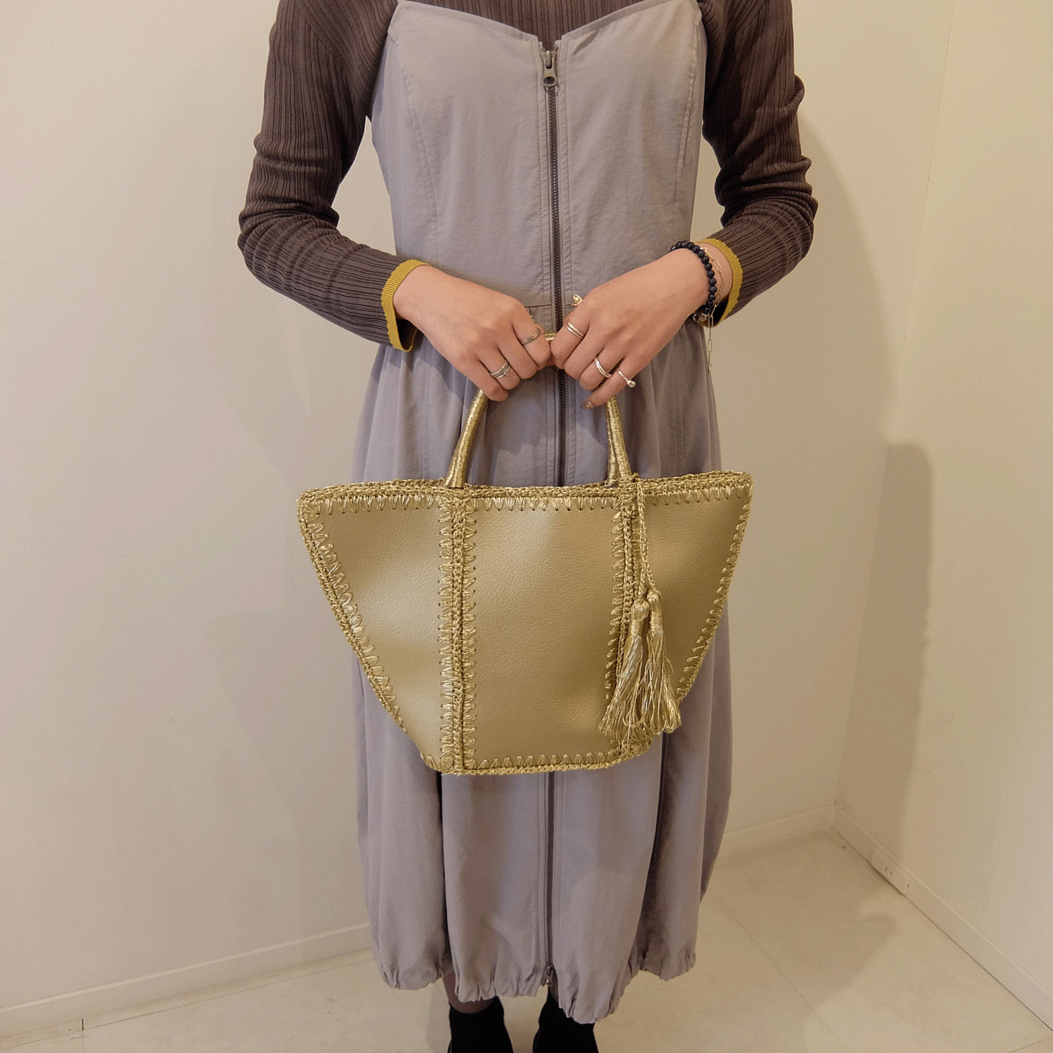 メタリック船型トートバッグ