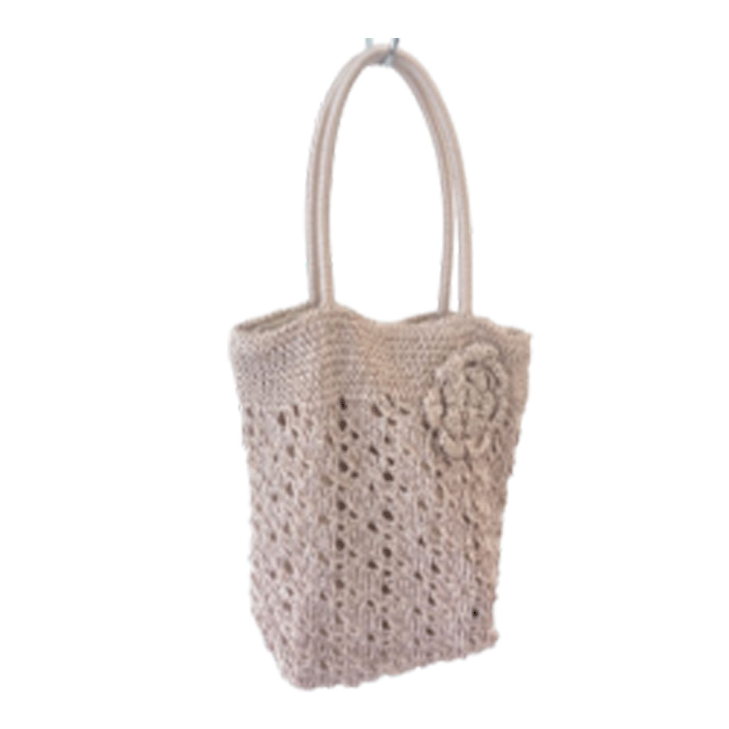 フラワーモチーフ付きレーヨン縦型トートバッグ - 画像4