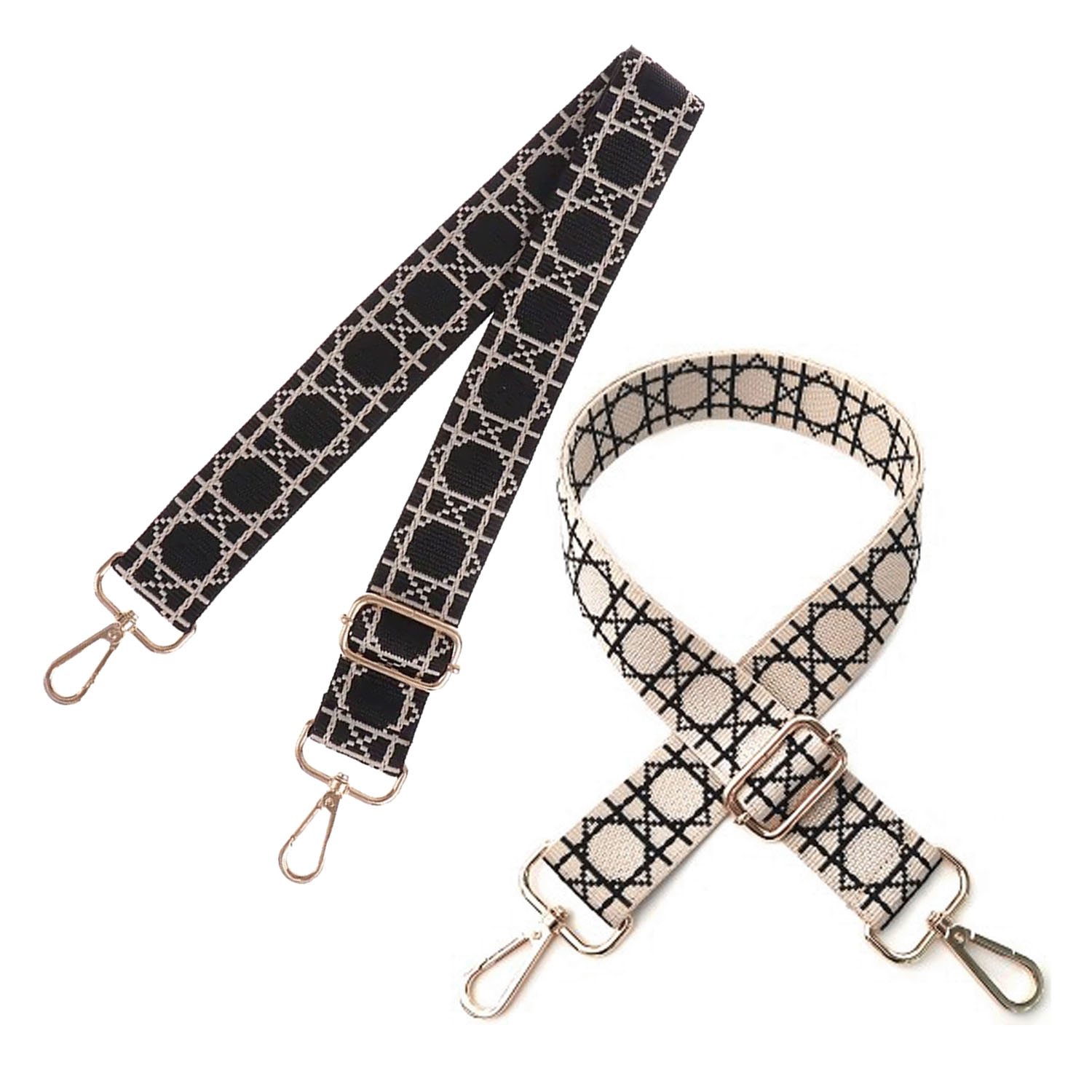 【一番人気】4cm幅 バッグストラップ 幾何学柄