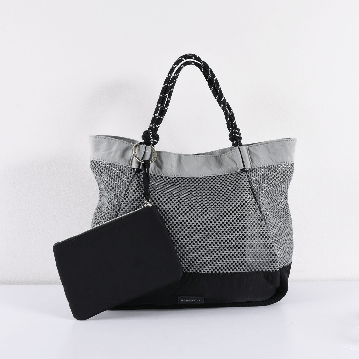 MACARONIC STYLE ポーチ付メッシュロープハンドルトートバッグ - 画像5