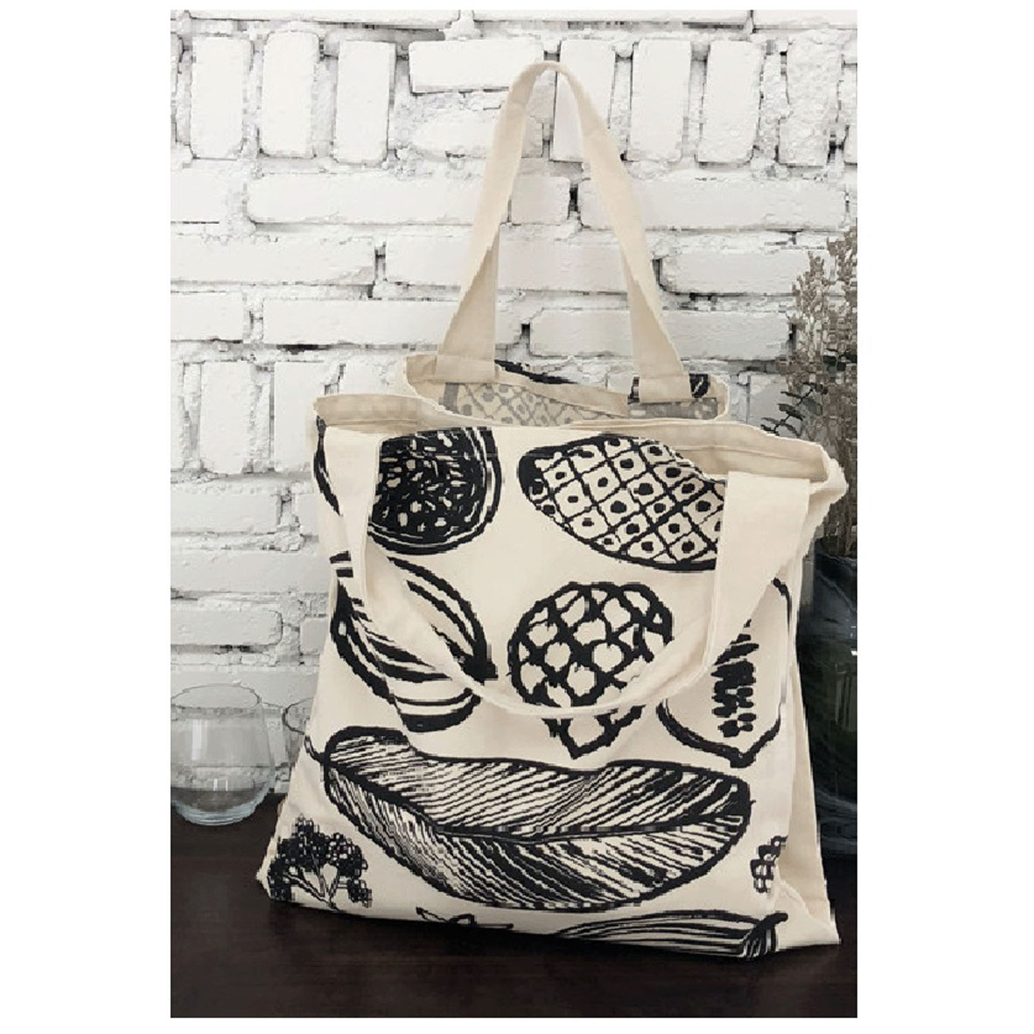 キャンバス植物柄トートバッグ - 画像4