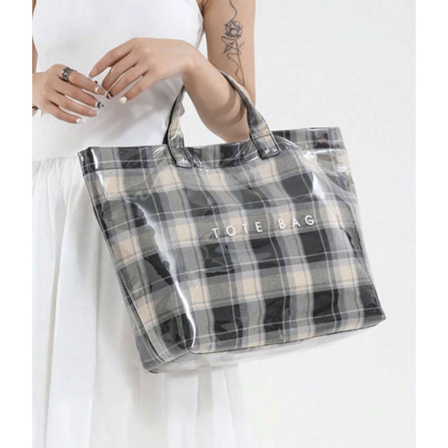 PVCチェックトートバッグ - 画像3