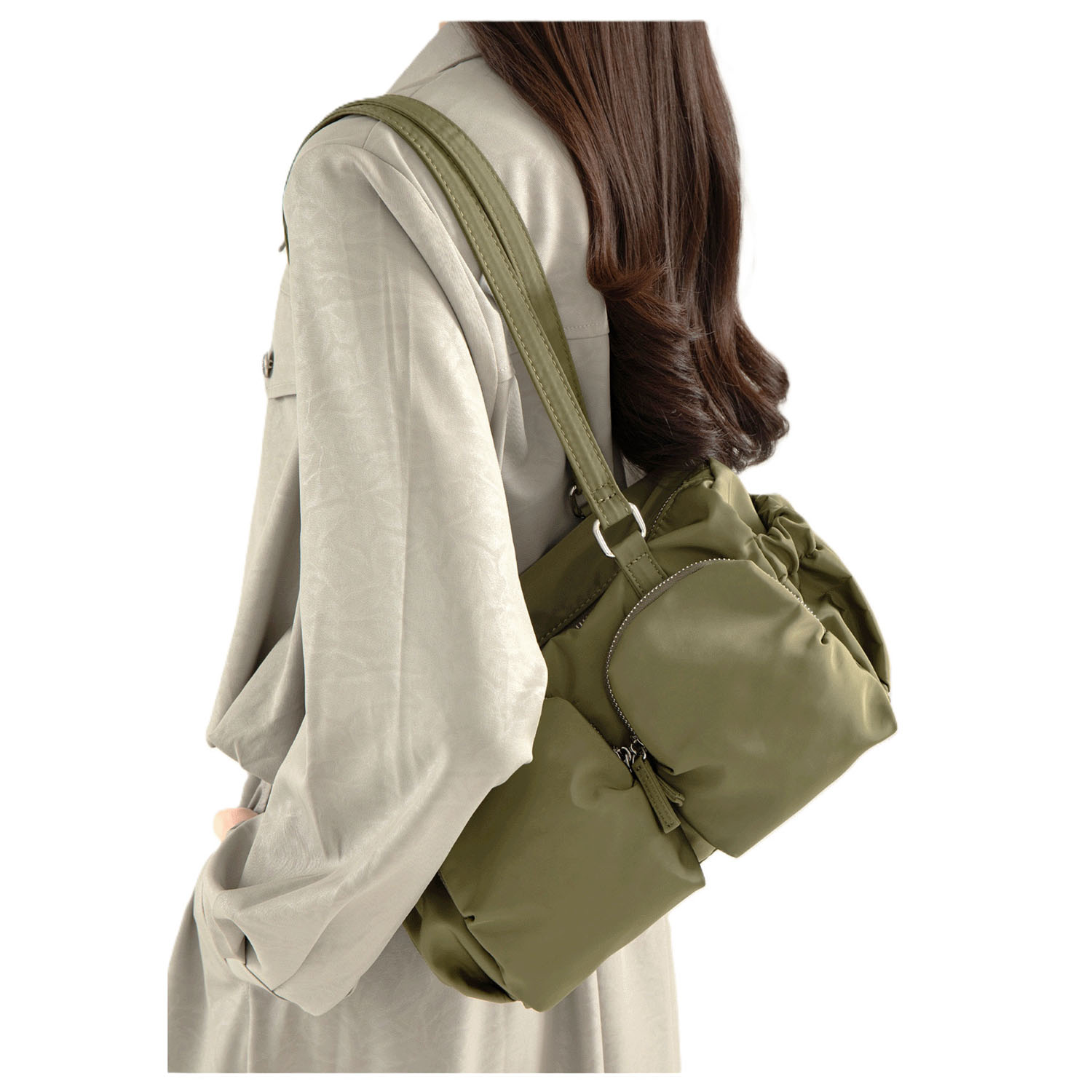 adia 2ポケットデザインナイロン横長バッグ - 画像3