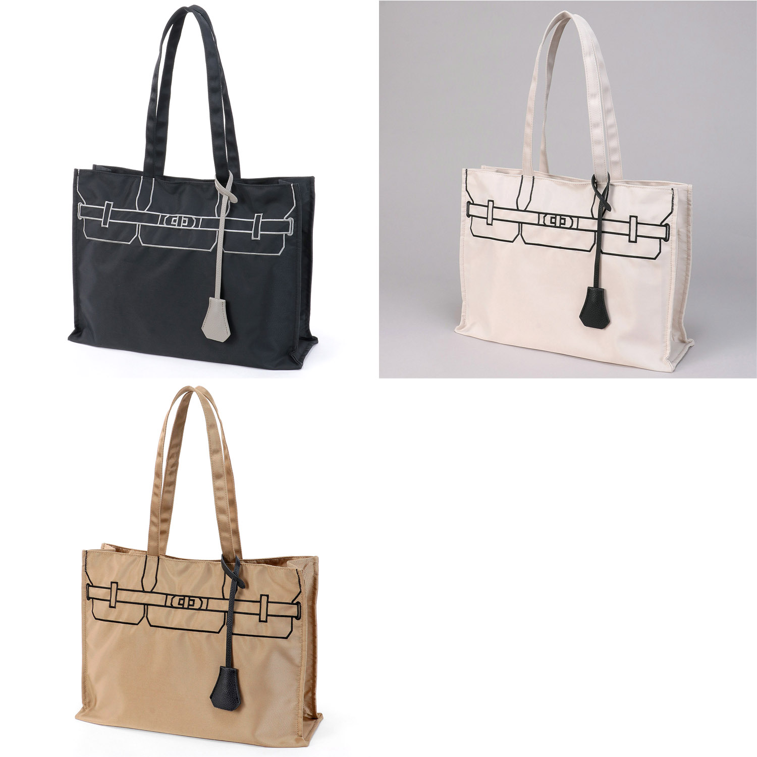 cachecache トロンプルイユイ刺繍スクエアトートバッグ - 画像1