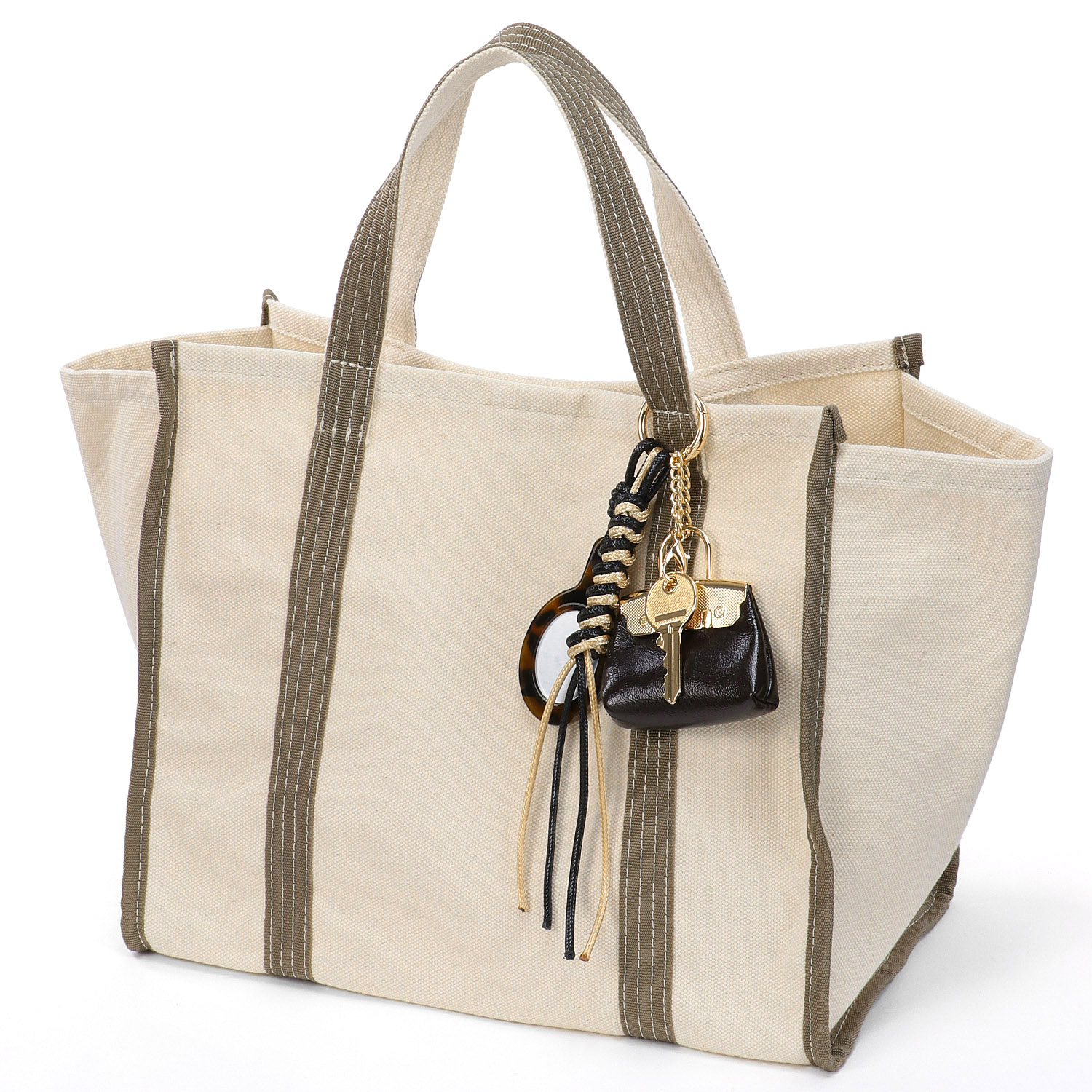 cachecache チャーム付きキャンバストートバッグ - 画像1