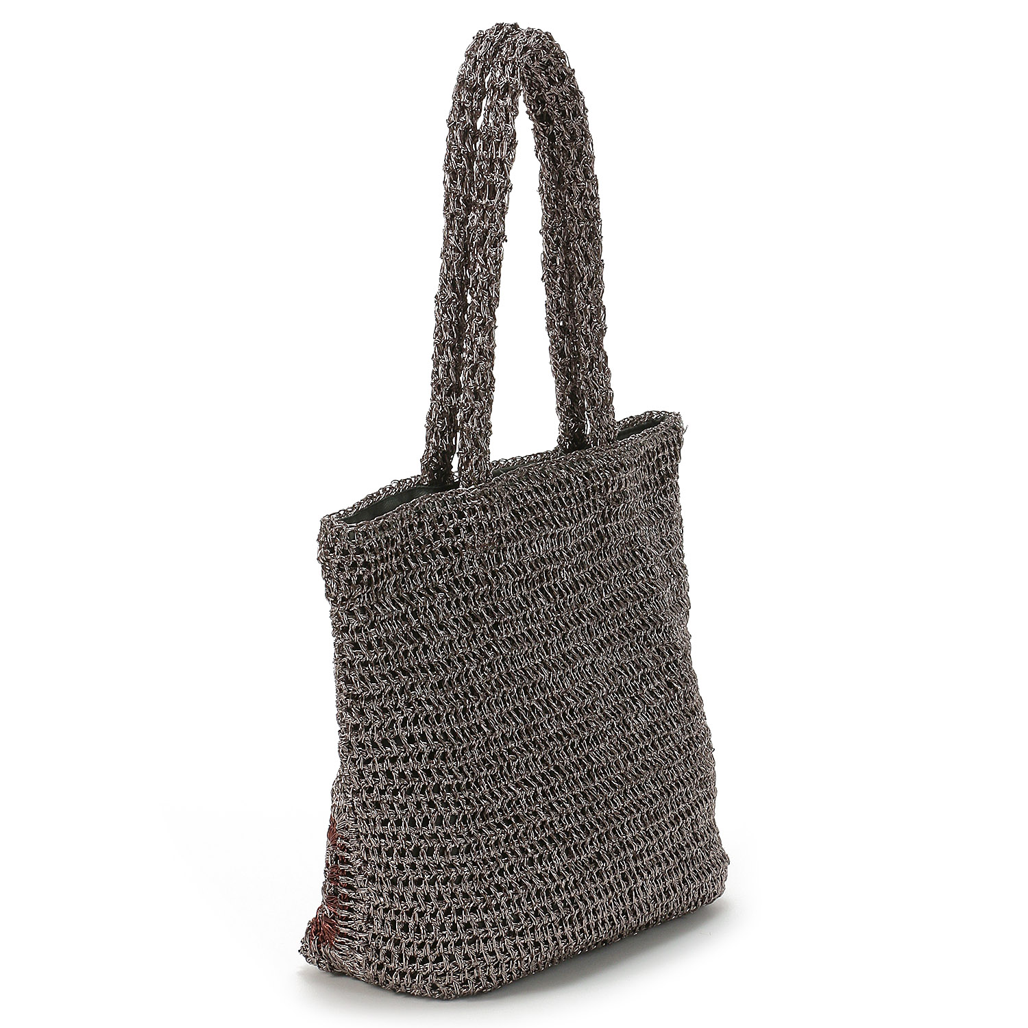 COOCO ラメ糸クロシェ編みスクエアトートバッグ - 画像4