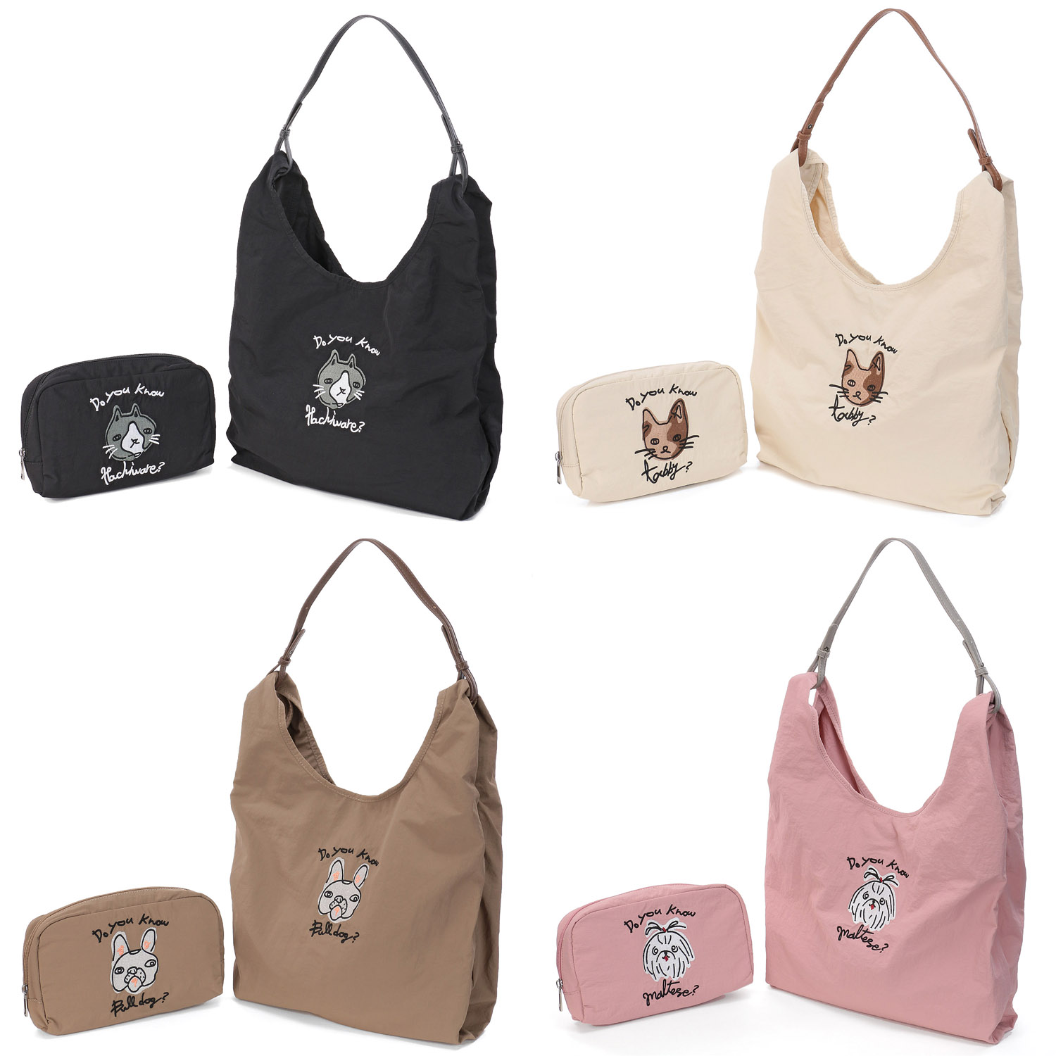 cachecache アニマルドローイング刺繍ナイロントートバッグ - 画像2