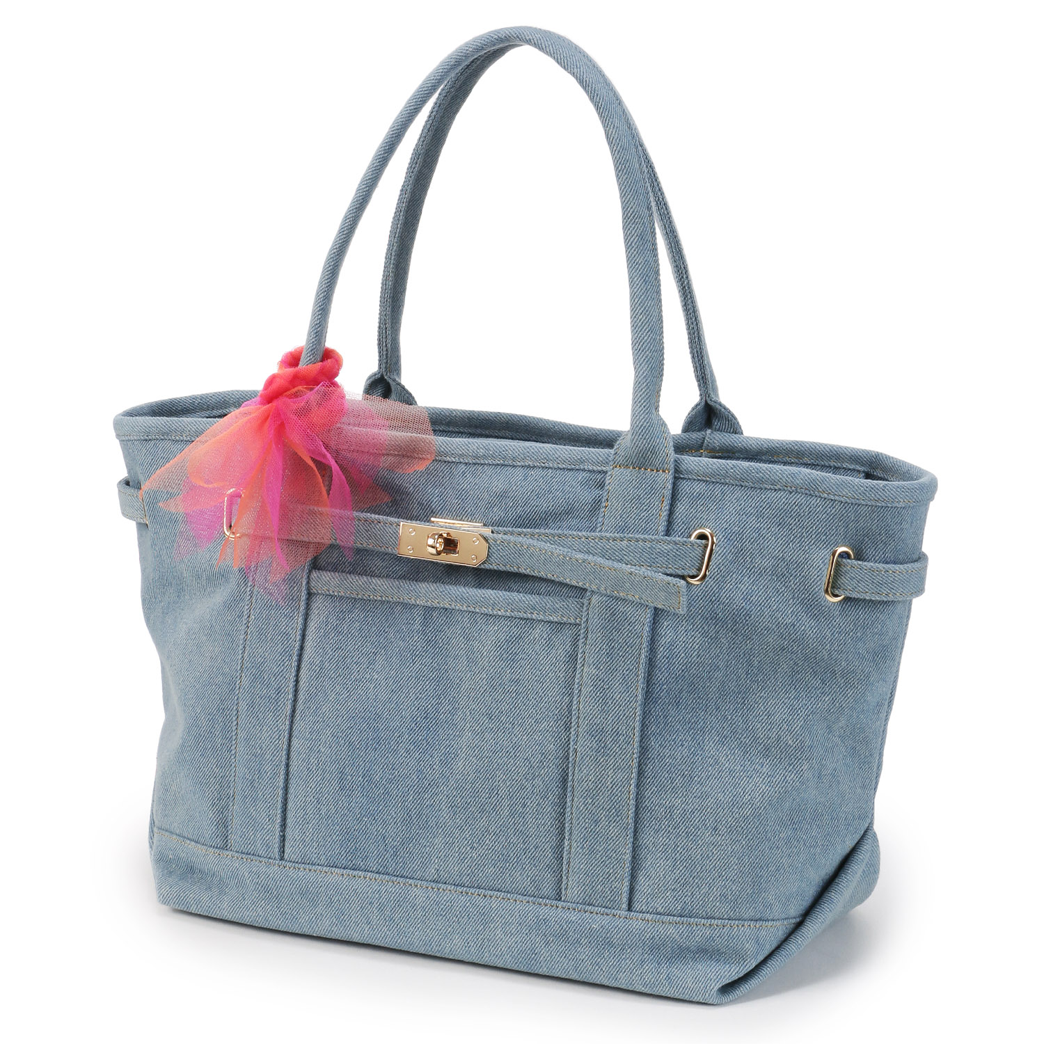 COOCO ひねり金具付きデニムトートバッグ - 画像5