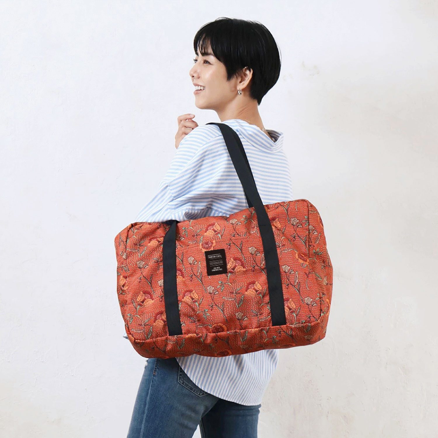 ラタプリント折り畳みボストンバッグ - 画像2