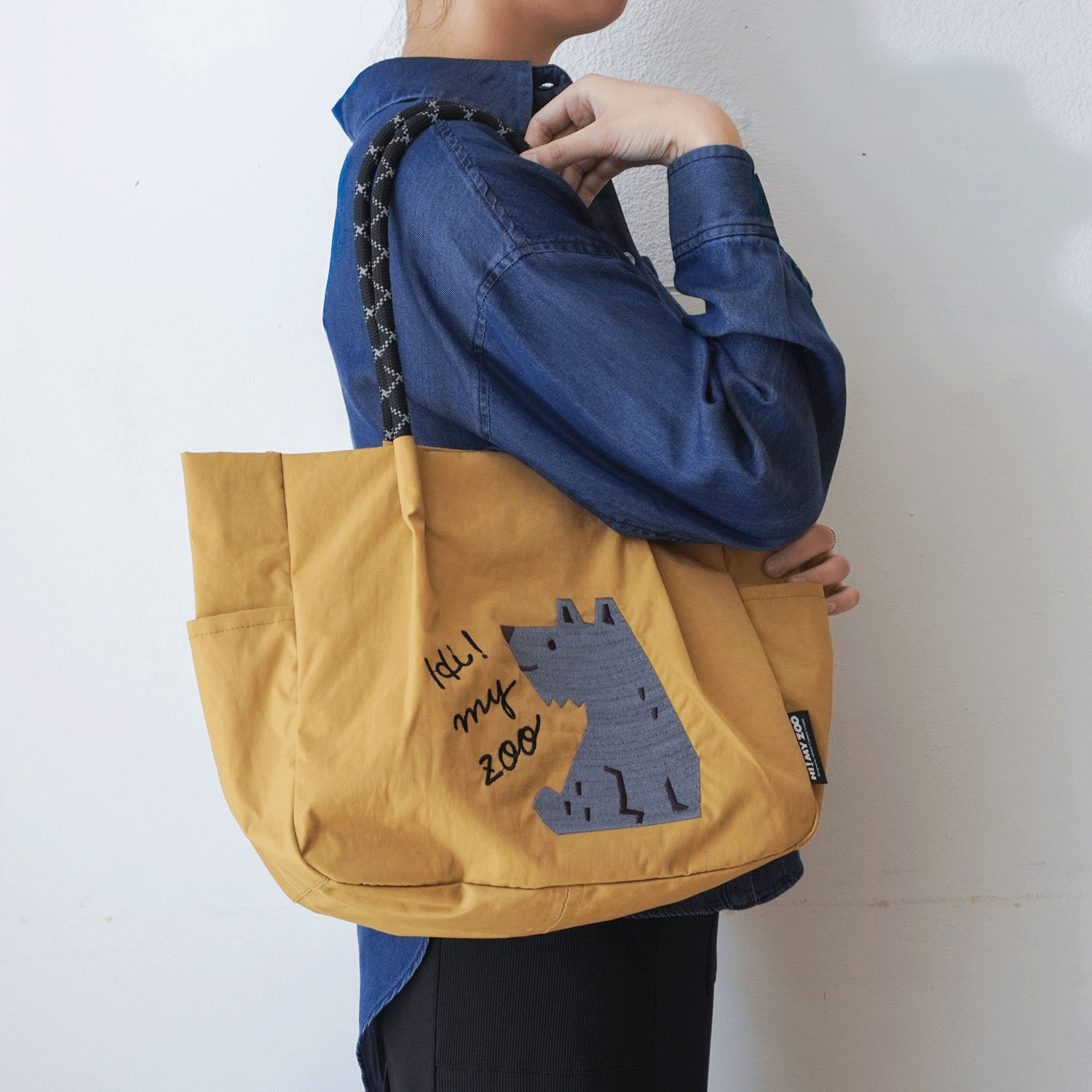 HI！MY ZOO アニマル刺繍ロープハンドルトートバッグ - 画像2