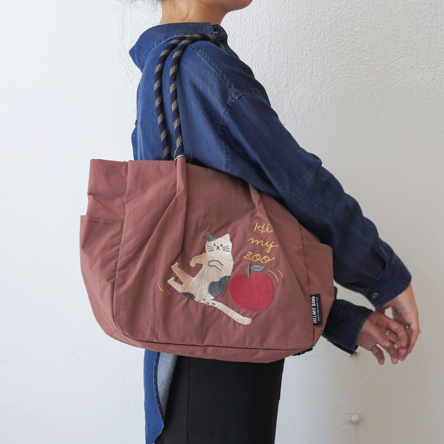 HI！MY ZOO アニマル刺繍ロープハンドルトートバッグ - 画像10