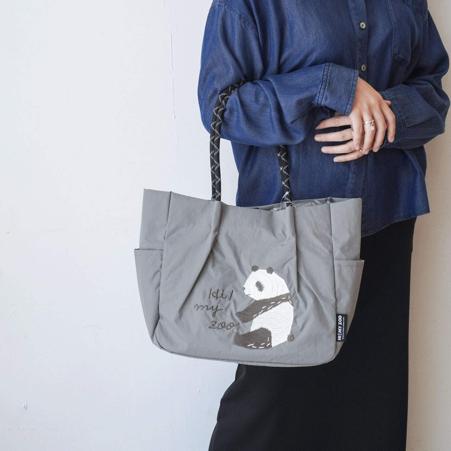HI！MY ZOO アニマル刺繍ロープハンドルトートバッグ