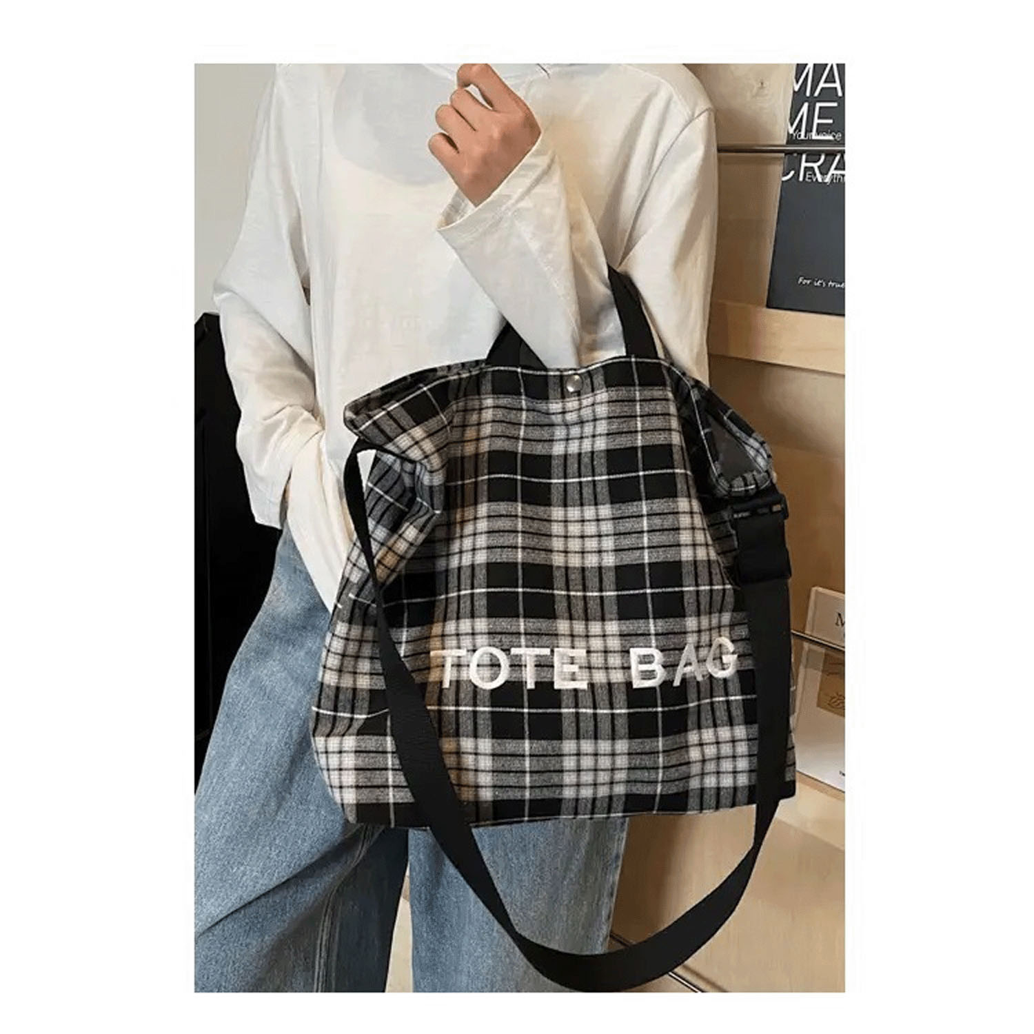 チェック2WAYトートバッグ - 画像2