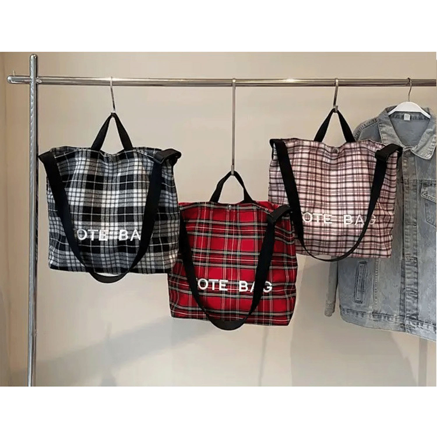 チェック2WAYトートバッグ - 画像1