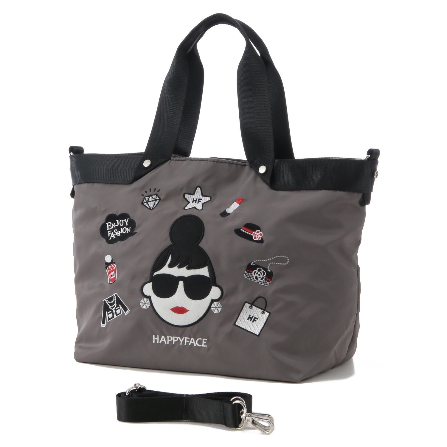 HAPPY FACE レディ・エマ新刺繍多機能2WAYトートバッグ大