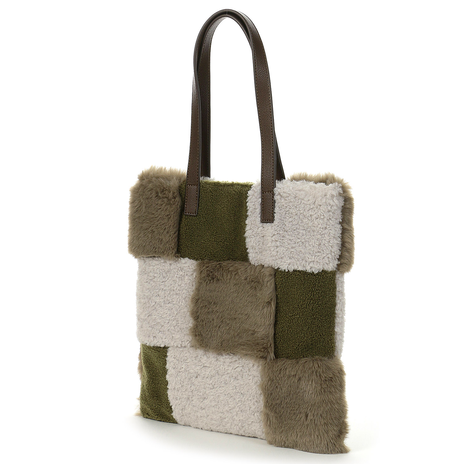 Nananoel エコファーパッチワークトートバッグ - 画像2