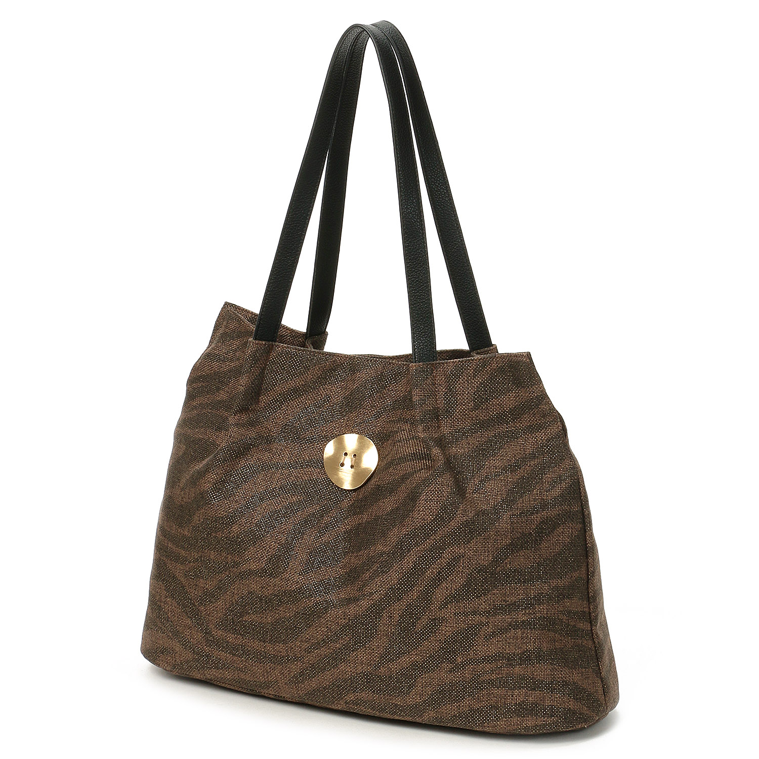 Nananoel ゼブラ柄メタルボタントートバッグ - 画像1