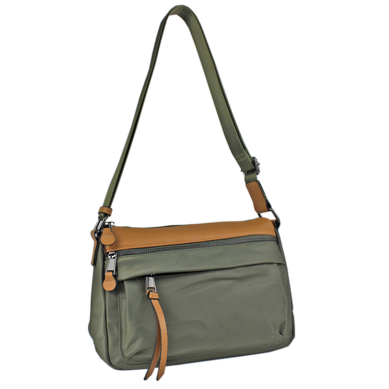 ナイロン×牛革ショルダーバッグ - 画像1