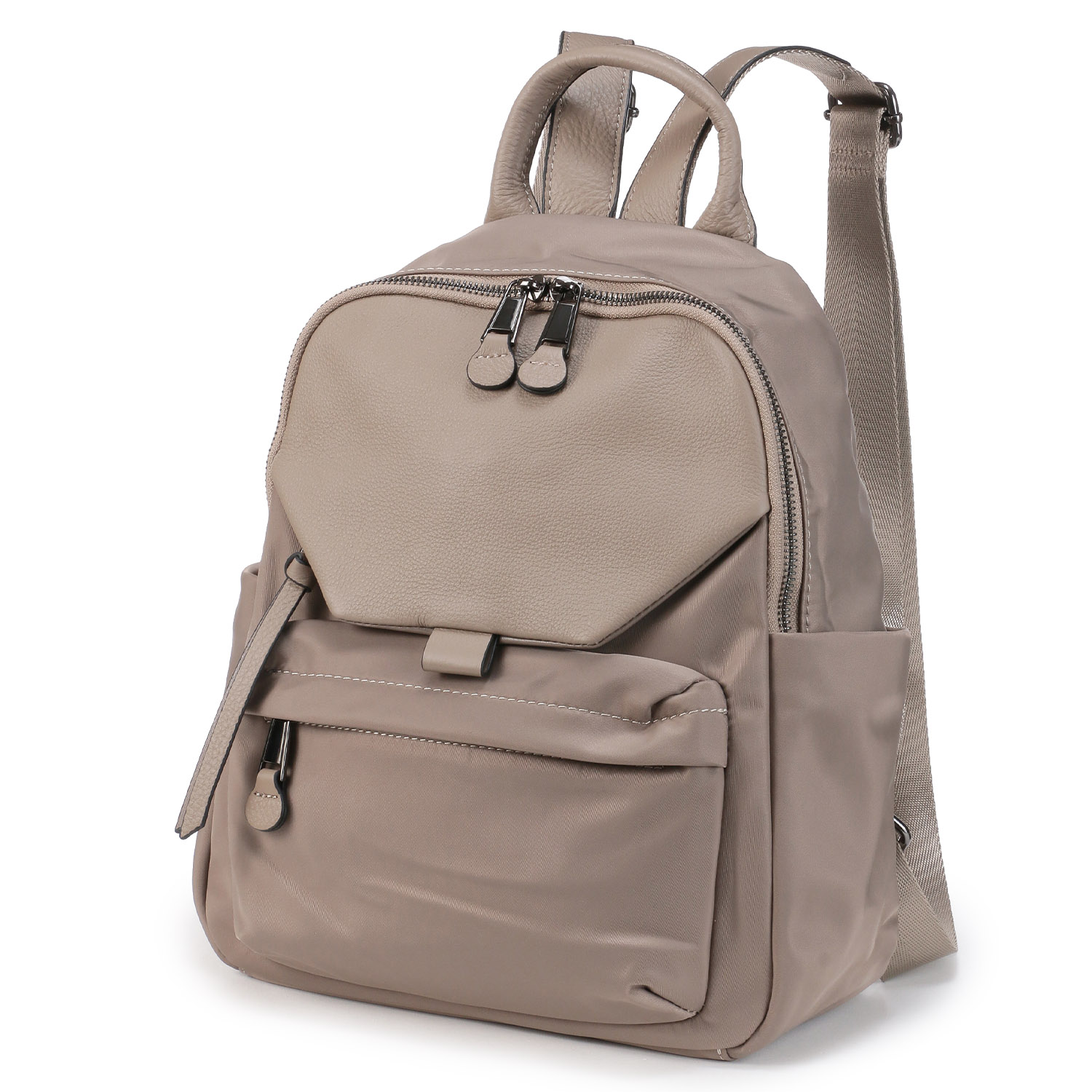 ナイロン×牛革リュックサック