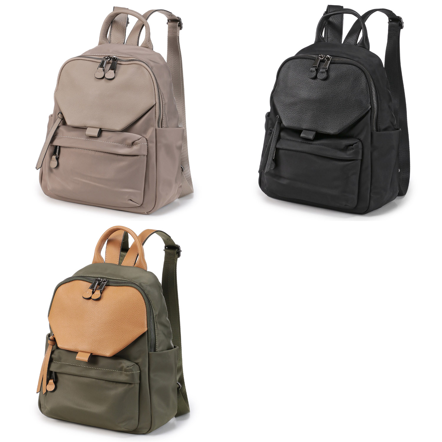 ナイロン×牛革リュックサック - 画像1