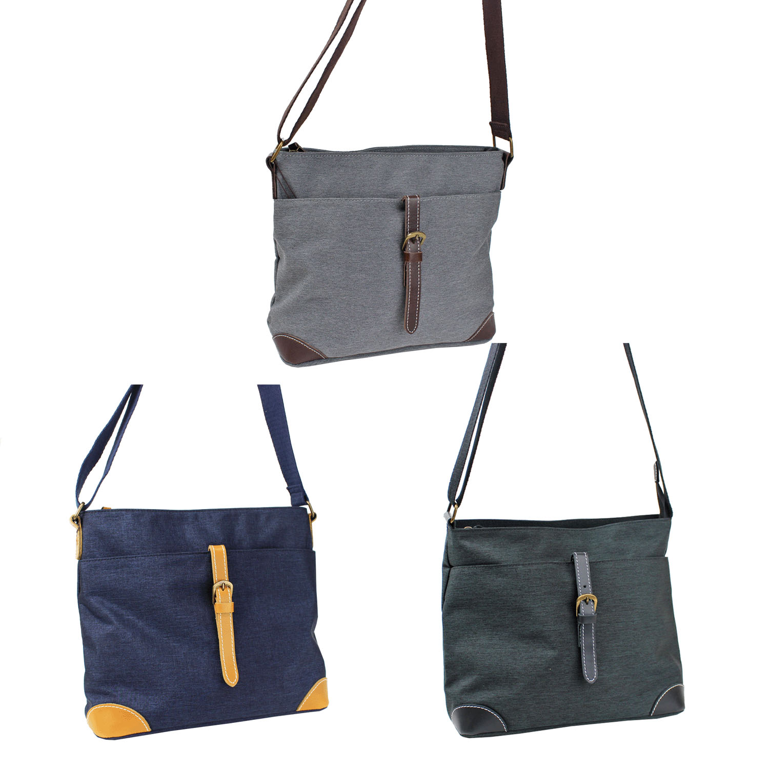 ナイロン×牛革ショルダーバッグ - 画像1