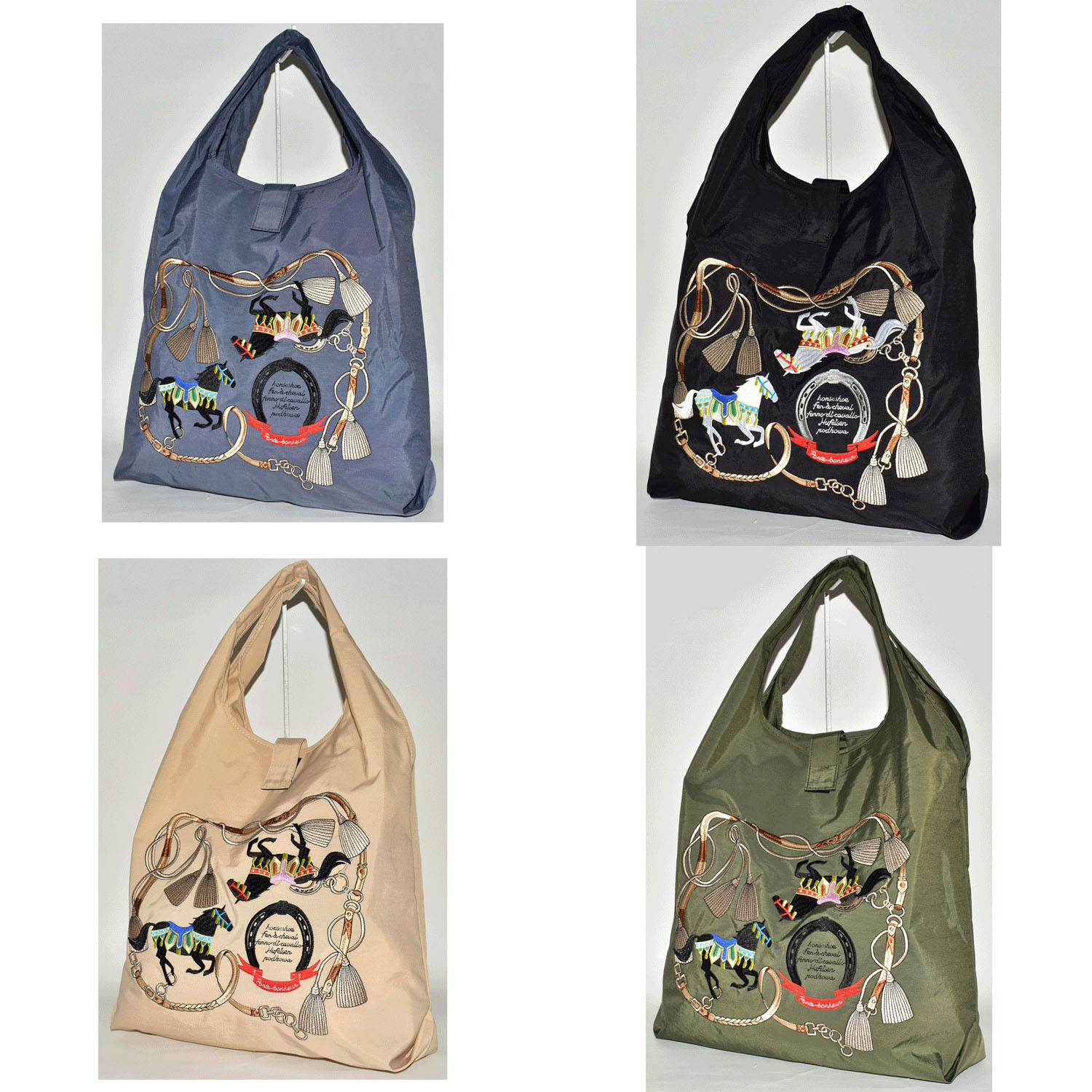 馬刺繍コンパクトトートバッグ小 - 画像1