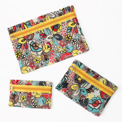 花柄トリプルポーチ - 画像3