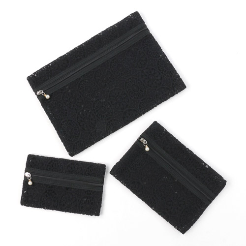 【5月1日より価格改定】メッシュ フラワーレース ポーチ 3点セット - 画像2