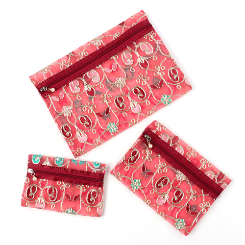 【5月1日より価格改定】メッシュ ゴールド刺繍 ポーチ 3点セット - 画像5