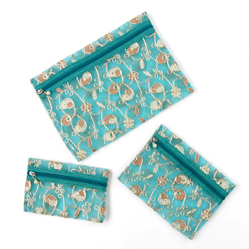 【5月1日より価格改定】メッシュ ゴールド刺繍 ポーチ 3点セット - 画像7