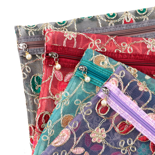 【5月1日より価格改定】メッシュ ゴールド刺繍 ポーチ 3点セット - 画像1