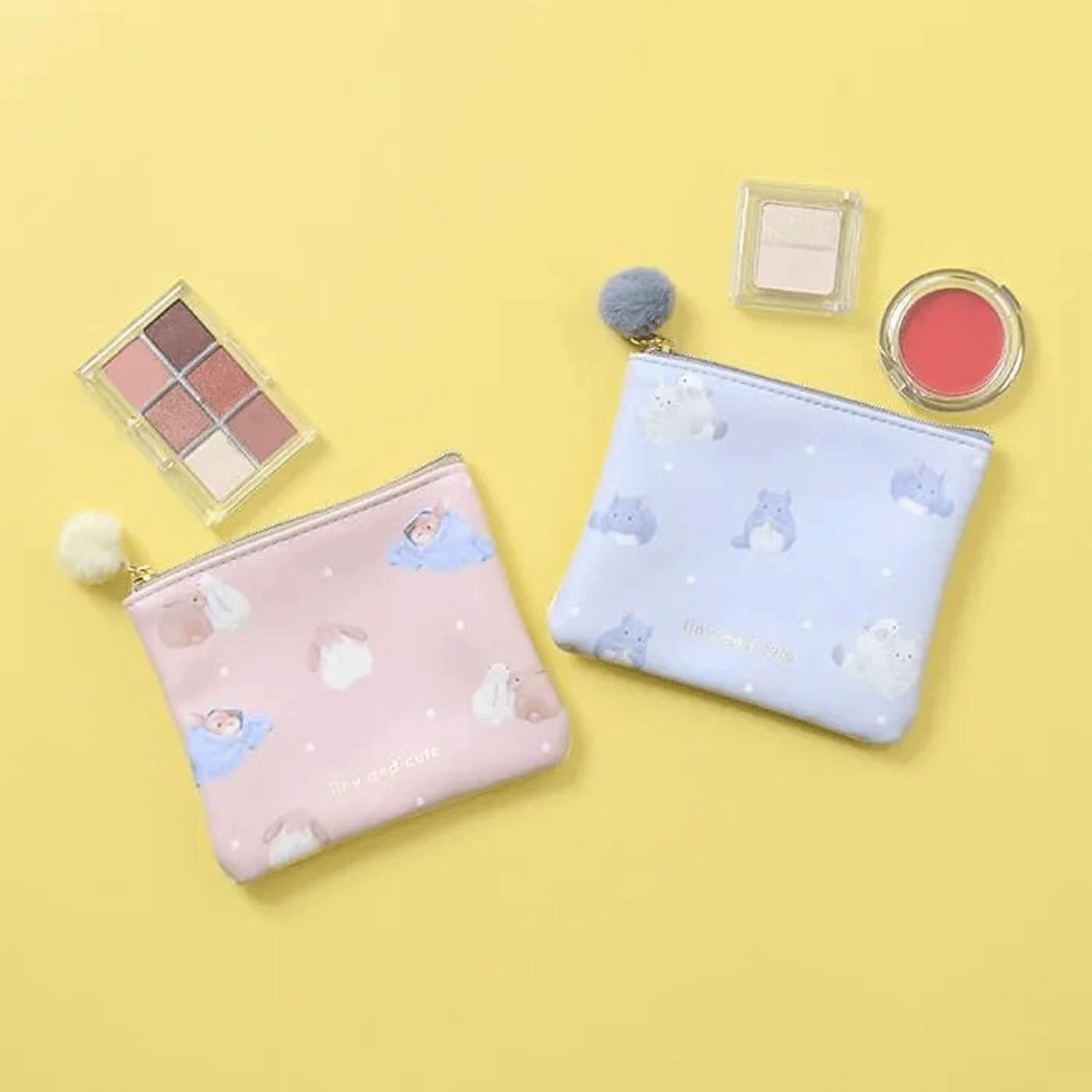 チンチラ・うさぎ フラットポーチ - 画像1