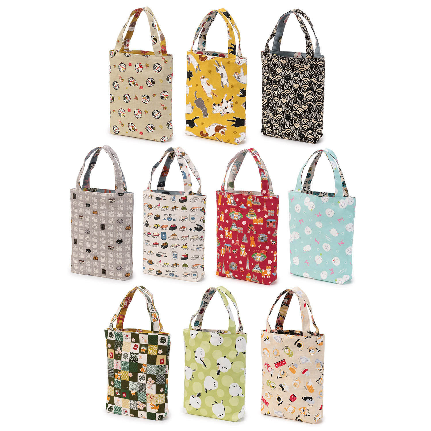 【日本製】 リバーシブル和柄お散歩ミニトート