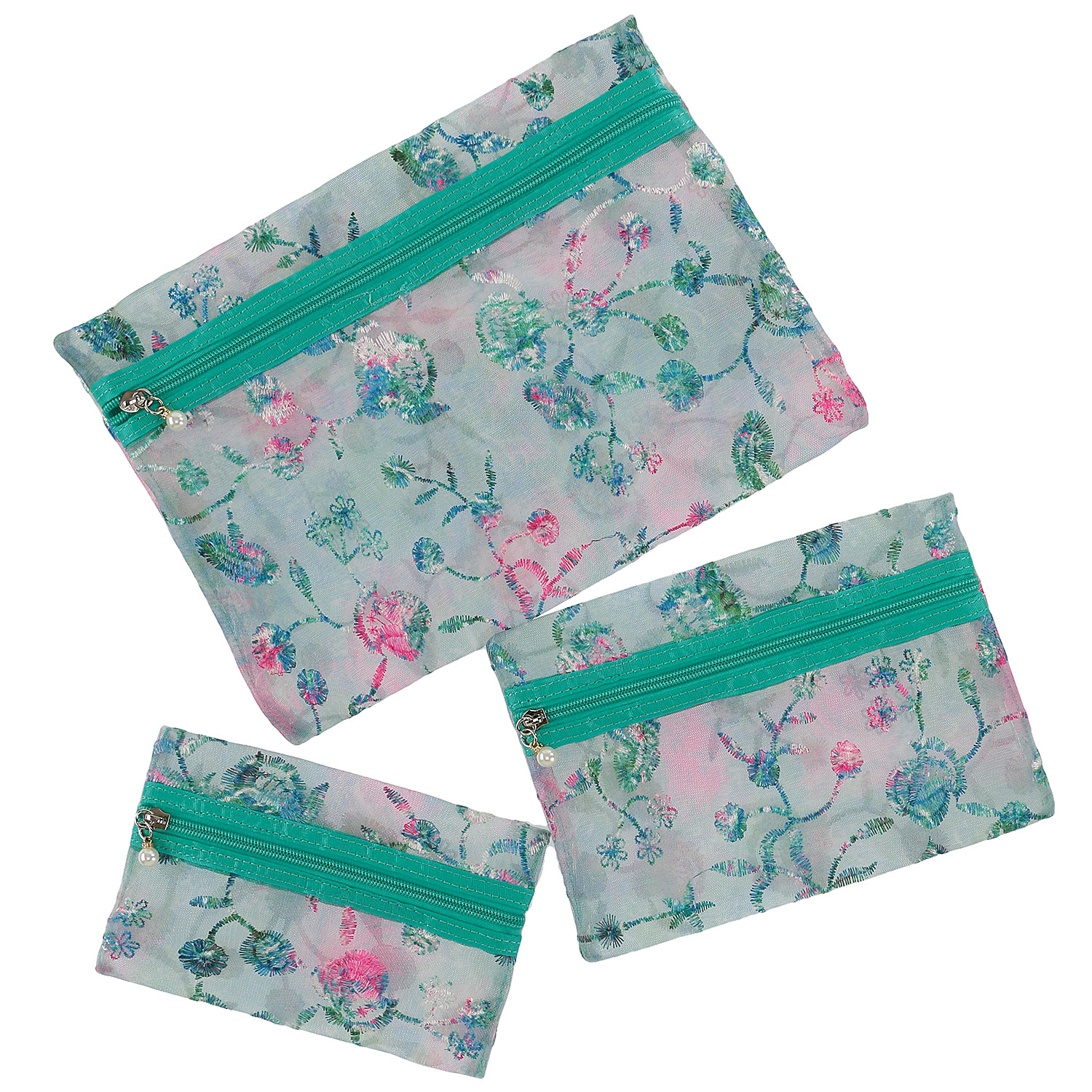 【5月1日より価格改定】メッシュフ ラワー刺繍ポーチ 3点セット - 画像4