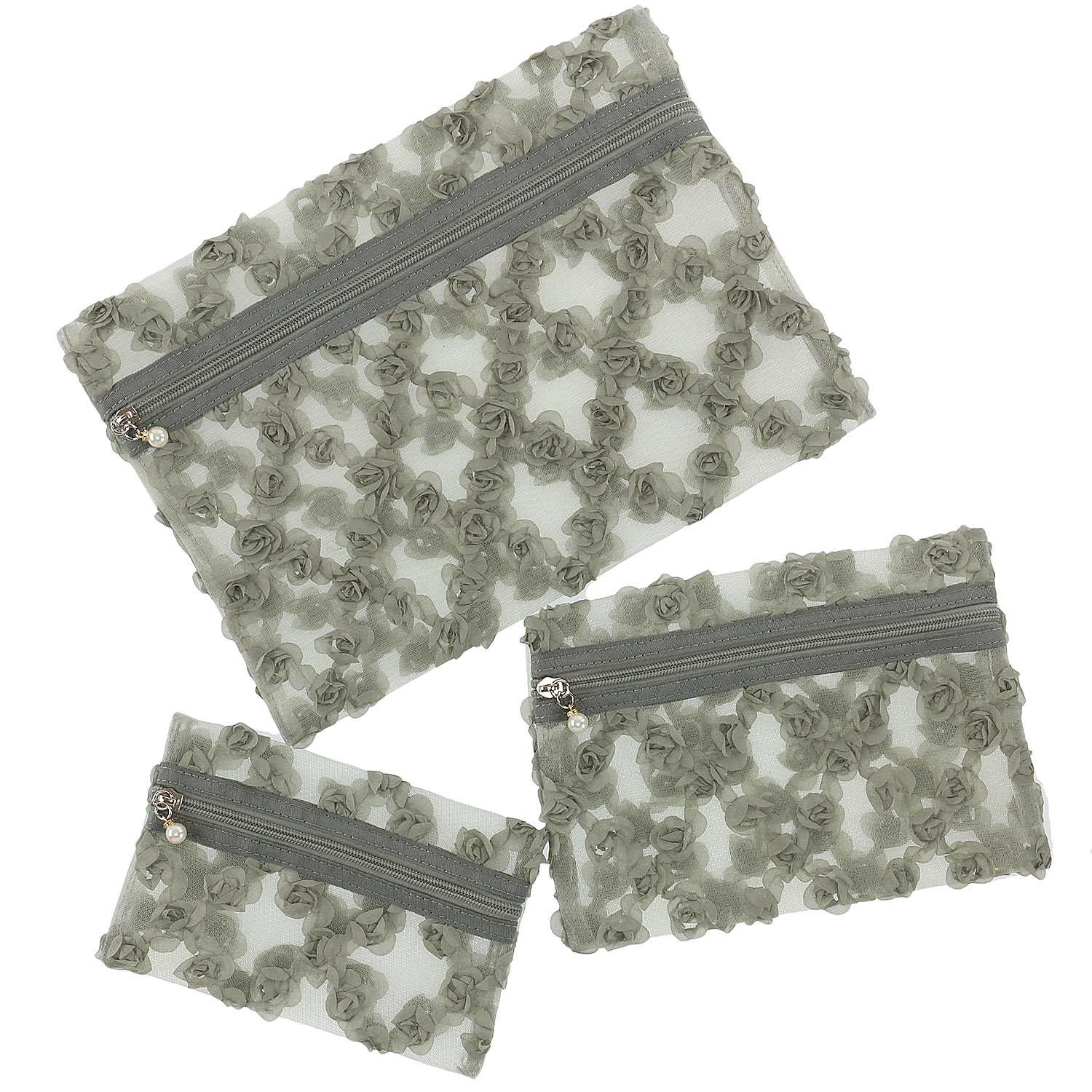 メッシユ フラワーチュールポーチ3点セット - 画像2