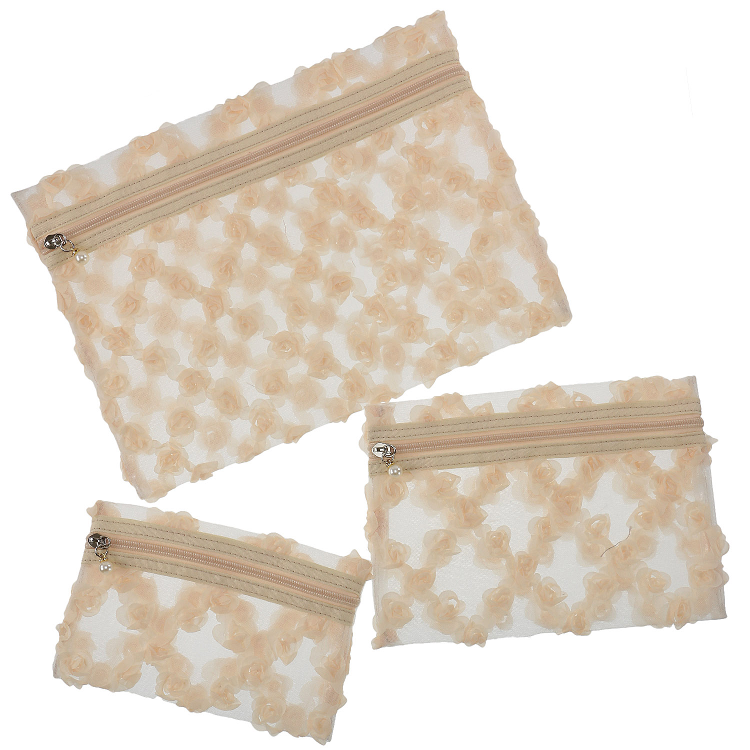 メッシユ フラワーチュールポーチ3点セット - 画像3
