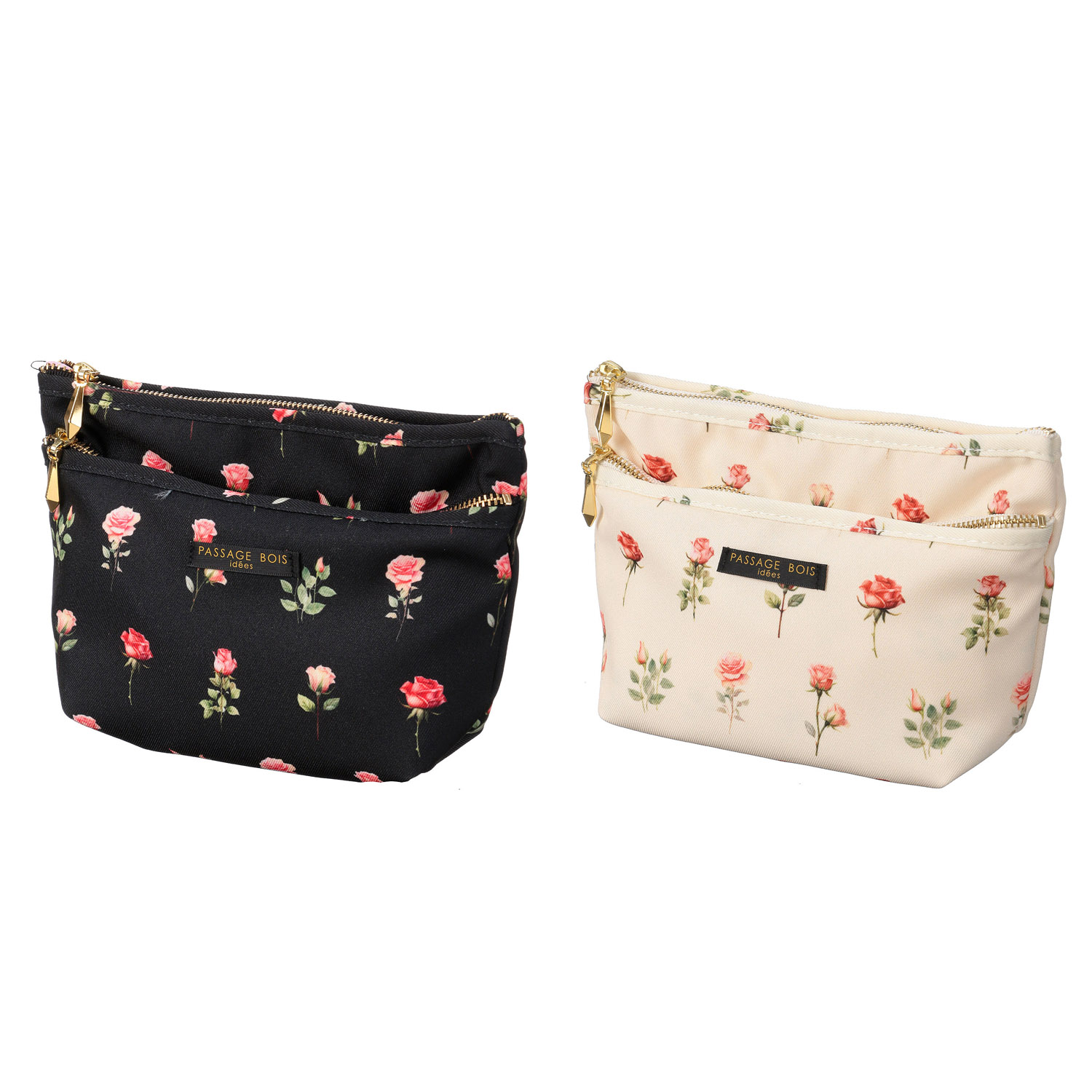 【日本製】 薔薇柄マチ付きポーチ - 画像1