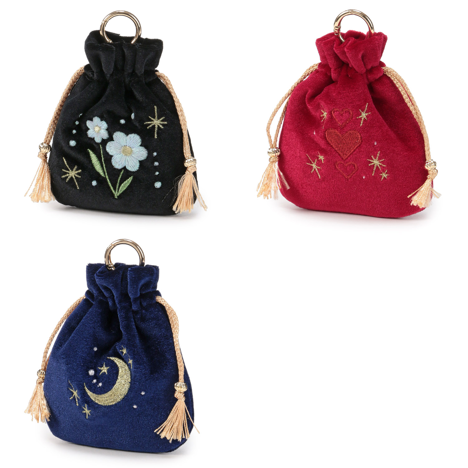 ベロア＆ラメ ミニ巾着 - 画像1