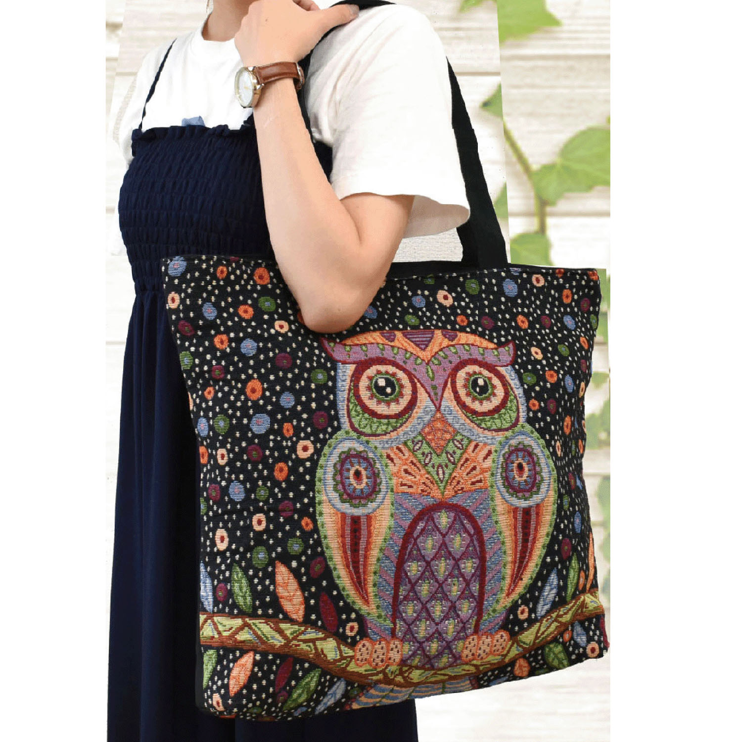 フクロウ ゴブランバッグ