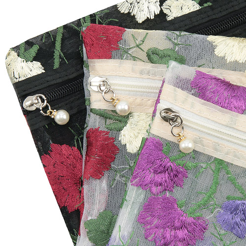 【5月1日より価格改定】メッシュ3点ポーチ バラ刺繍柄 - 画像8