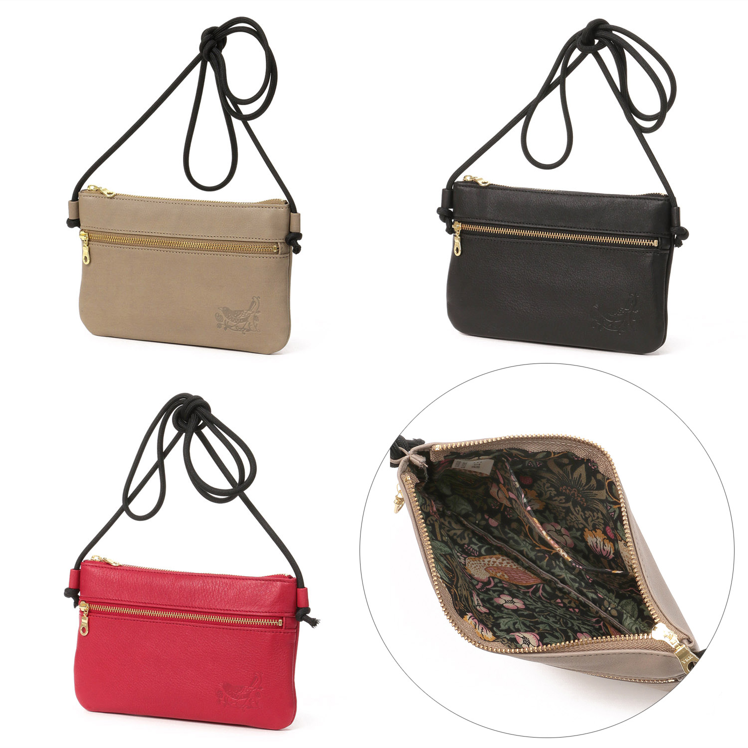 ディア調 モリス型押しミニポシェット