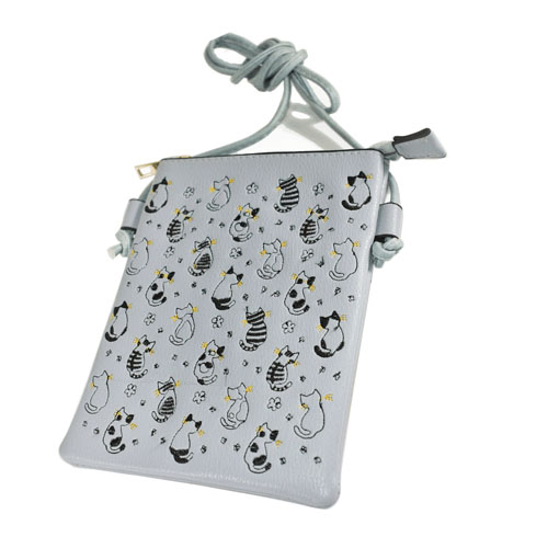 ネコ刺繍スマホバッグ