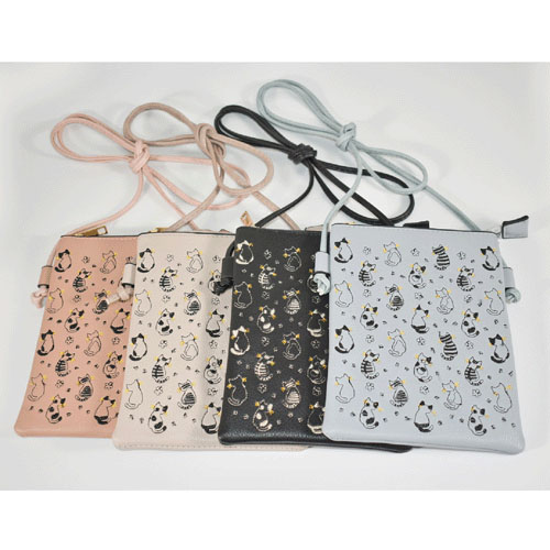 ネコ刺繍スマホバッグ - 画像1