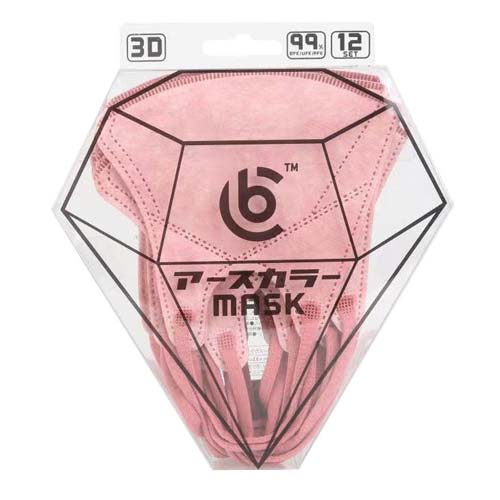 【予約可能品】アースカラー3Dマスク 12枚入  オールドローズ - 画像1