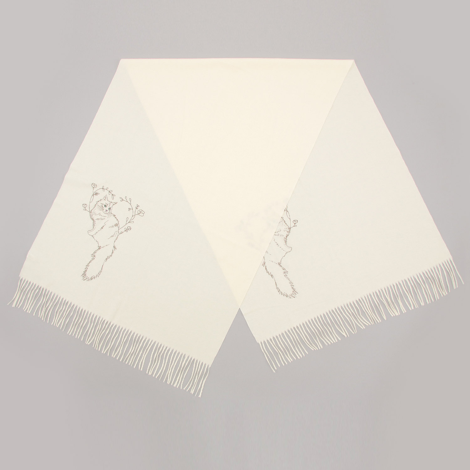 線画ねこ刺繍ストール - 画像2