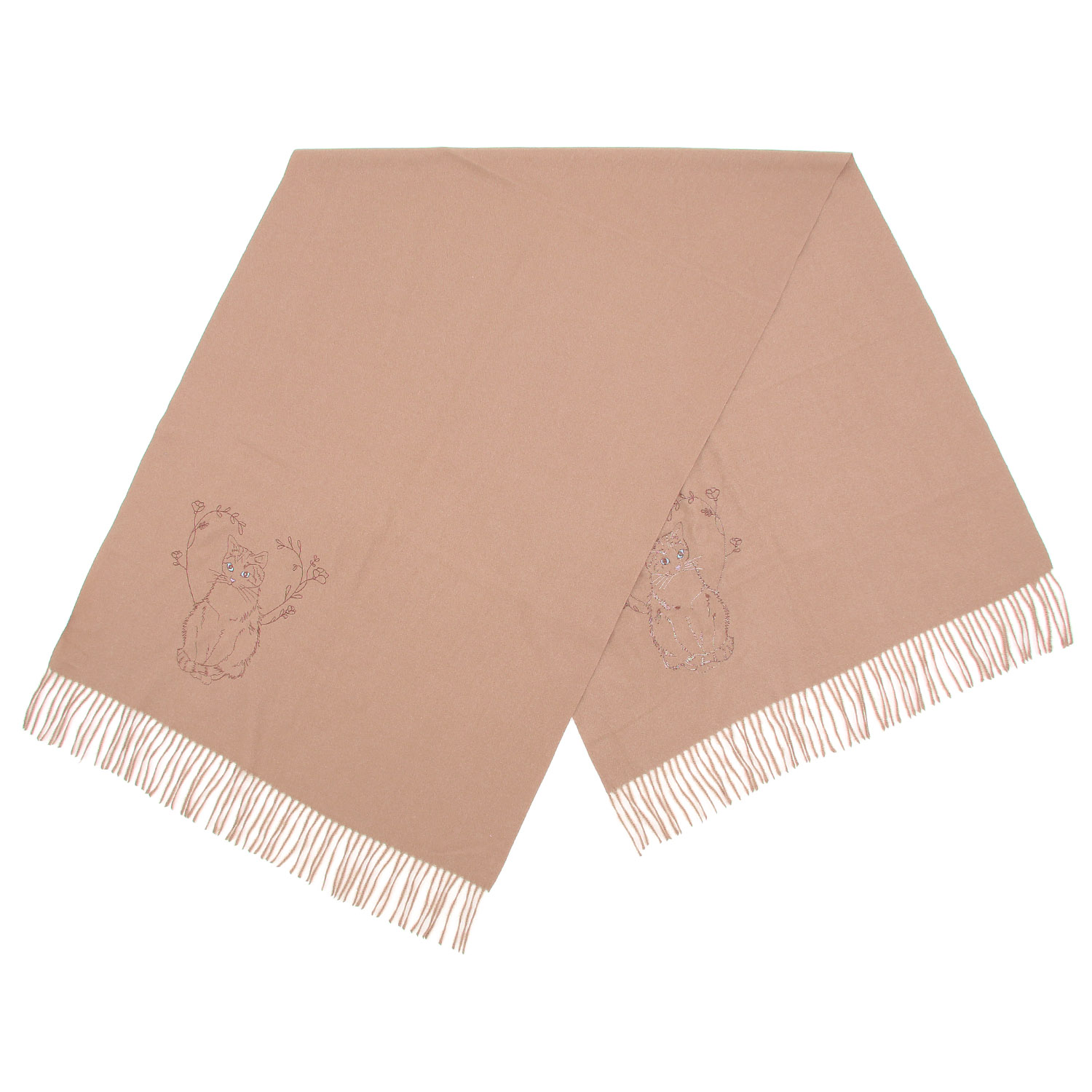 線画ねこ刺繍ストール - 画像4