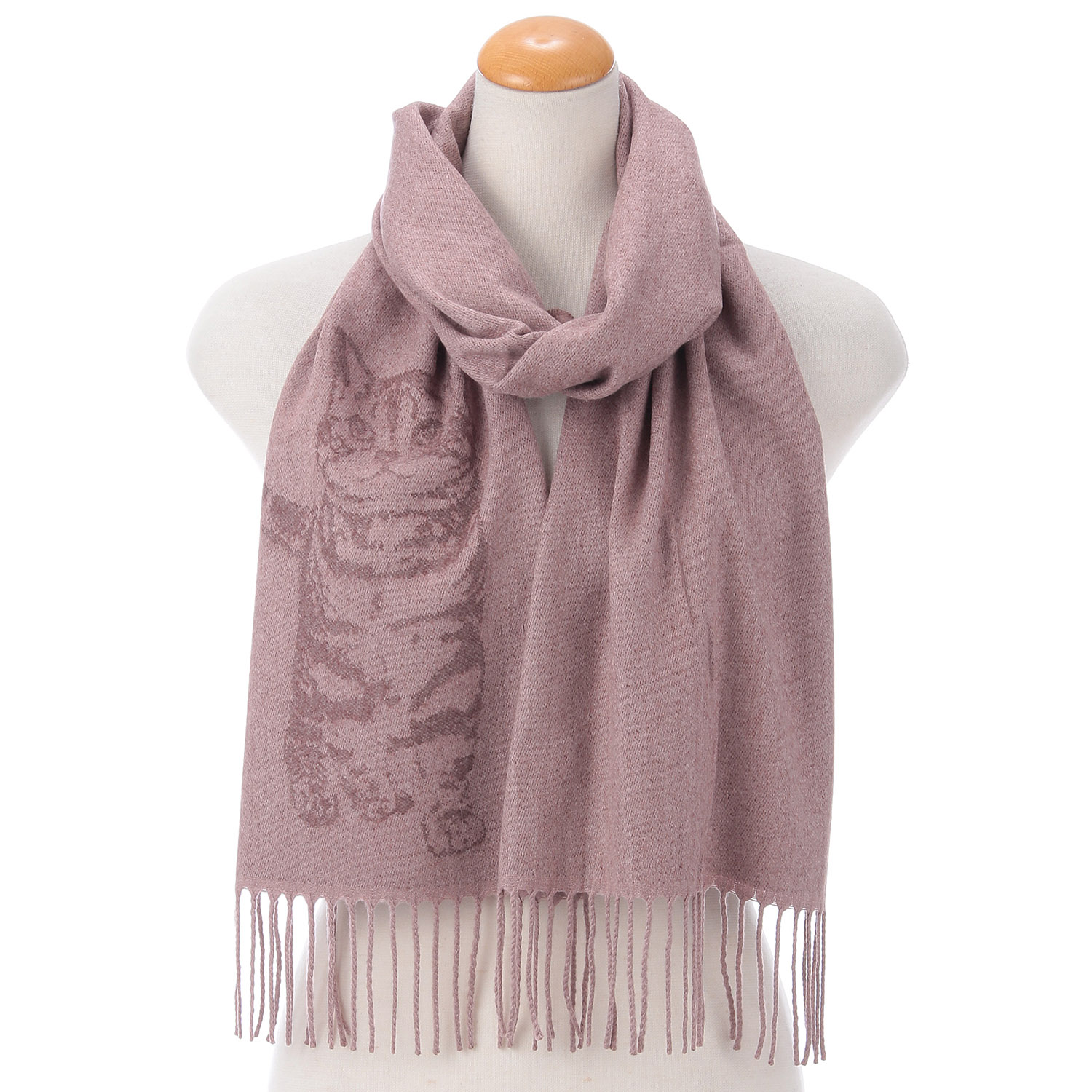 日本製 ソフトジャガードマフラー ビッグ猫柄 - 画像3