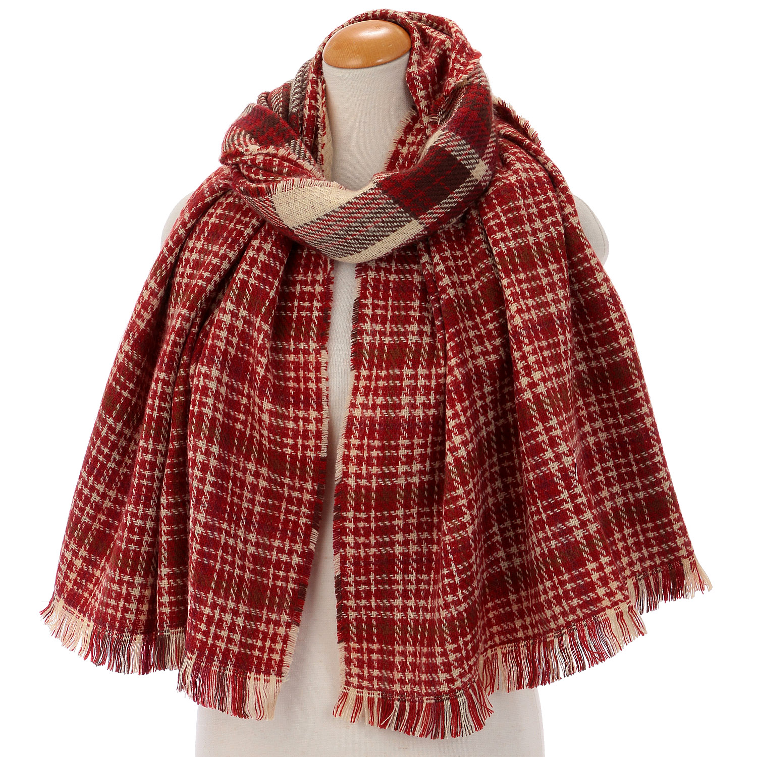 チェックリバーシブルロゴプリントストール - 画像2