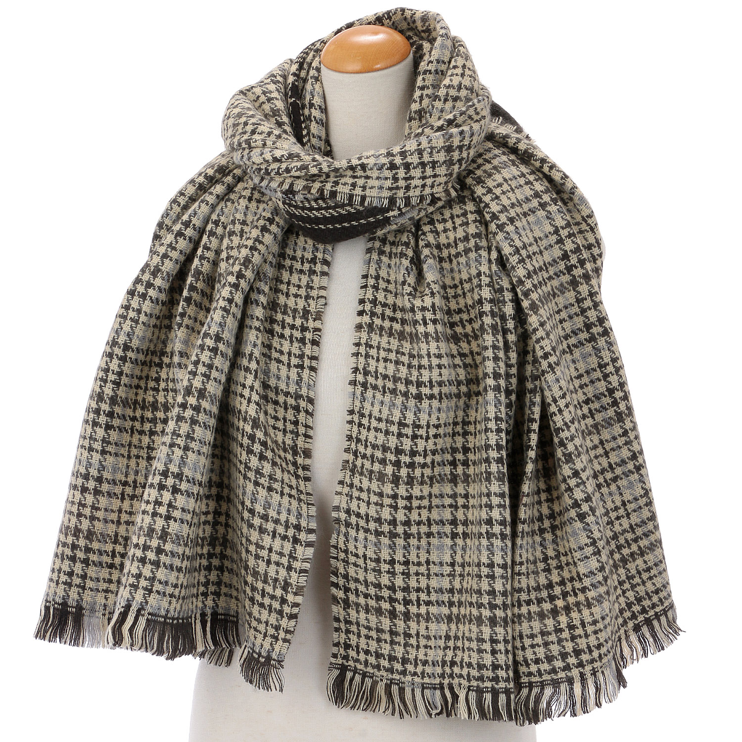 チェックリバーシブルロゴプリントストール - 画像6