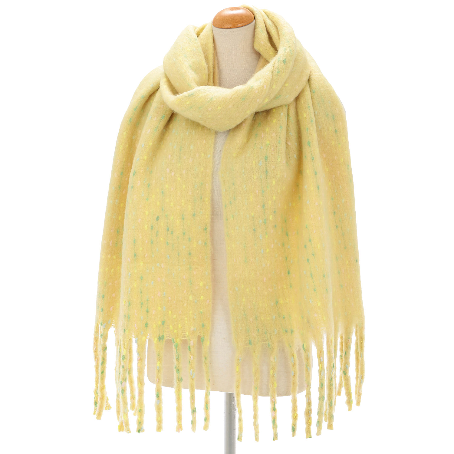 【ミントグリーン終了】ふわもこマフラー 太フリンジネップマフラー - 画像2